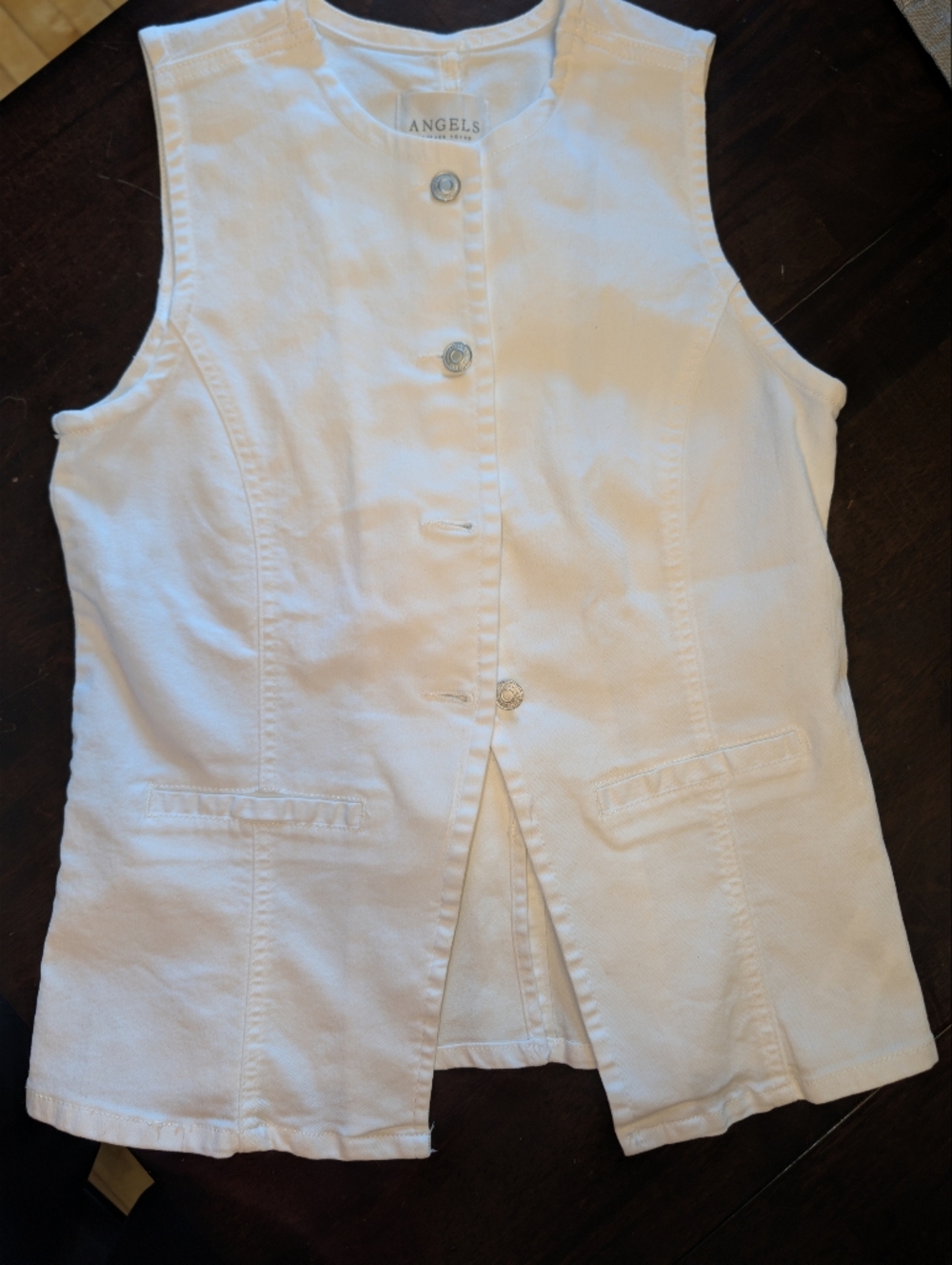 Angels White Label Cotton Blend Denim Vest 90s Rachel Green
